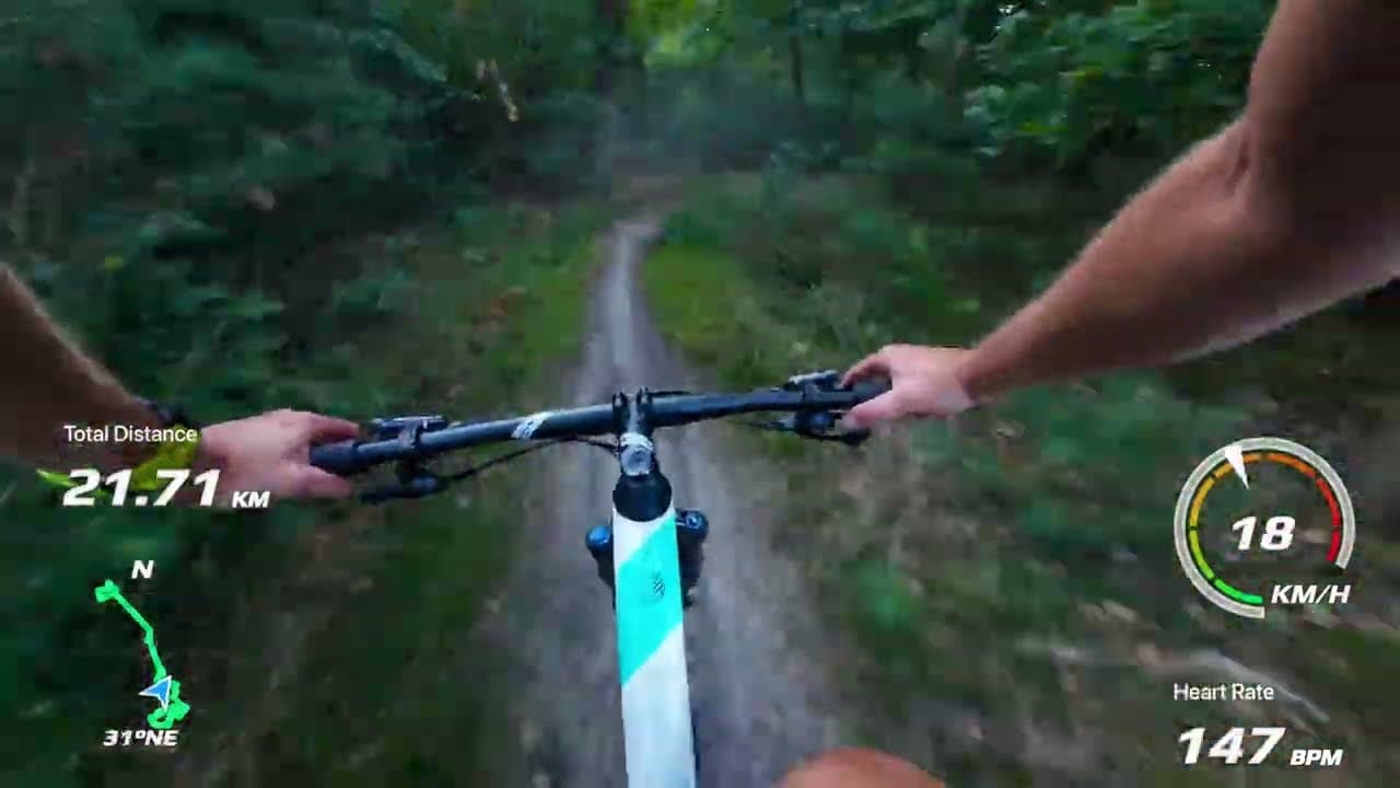 Beeld van de trail uit de POV-video van MTB Sint-Oedenrode